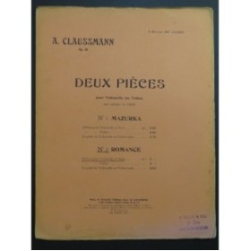 CLAUSSMANN Aloÿs Romance Piano Violoncelle ca1910