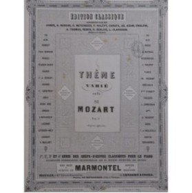MOZART W. A. Thême Varié en Fa Piano ca1870