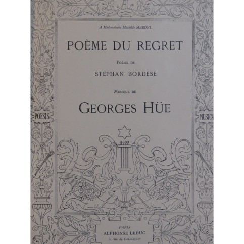 HÜE Georges Poème du Regret Chant Piano 1897