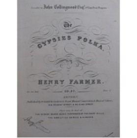 FARMER Henry The Gypsies Polka Piano XIXe siècle