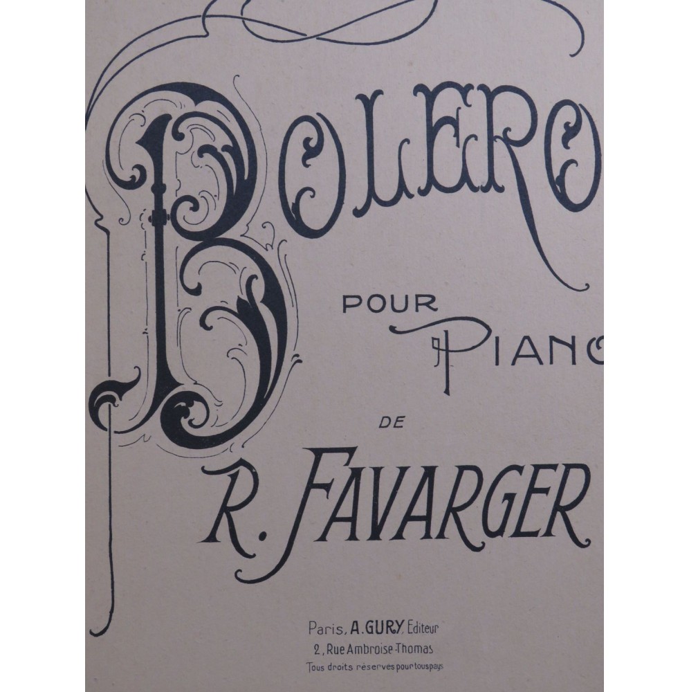 FAVARGER René Bolero Piano