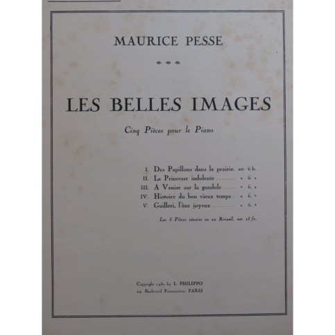 PESSE Maurice Les Belles Images A Venise sur la Gondole  Piano 1930