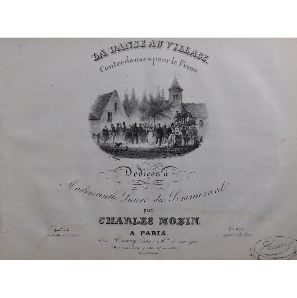 MOZIN Charles La Danse au Village Contredanses Quadrille No 1 Piano ca1840