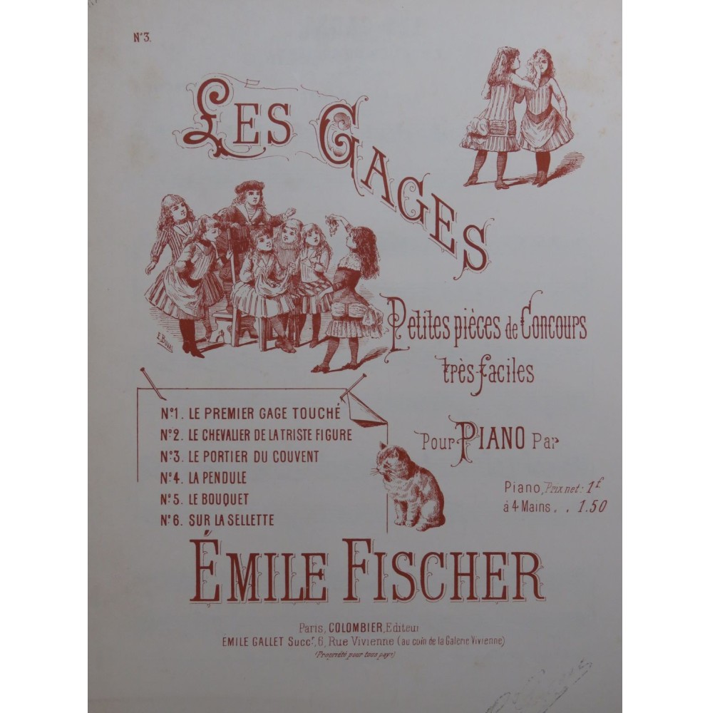 FISCHER Emile Les Gages Le Portier du Couvent Piano 4 mains