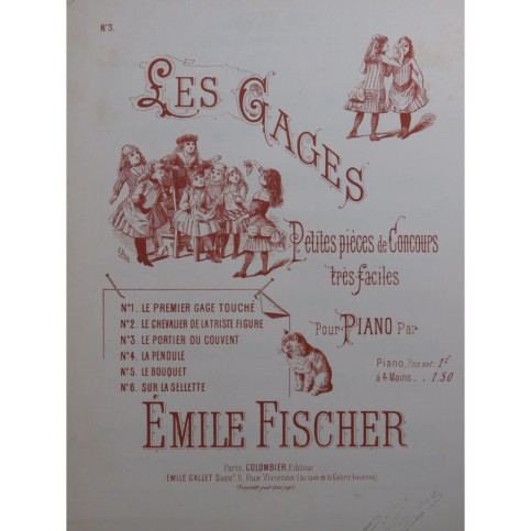 FISCHER Emile Les Gages Le Portier du Couvent Piano 4 mains
