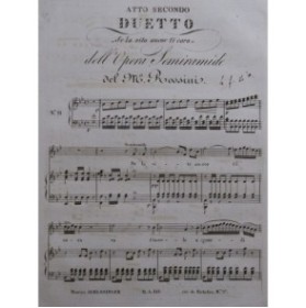 ROSSINI G. Semiramide No 11 Duetto Chant Piano ca1823