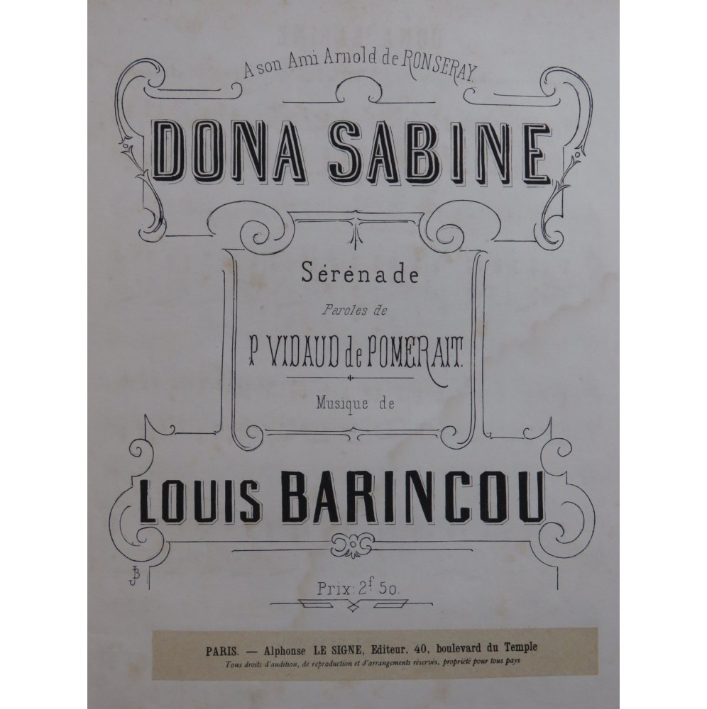 BARINCOU Louis Dona Sabine Chant Piano ca1880