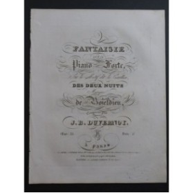 DUVERNOY J. B. Fantaisie Les Deux Nuits Boieldieu Piano ca1830