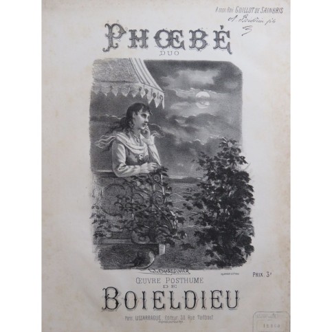 BOIELDIEU Adrien Phoebé Duo Dédicace Chant Piano ca1880