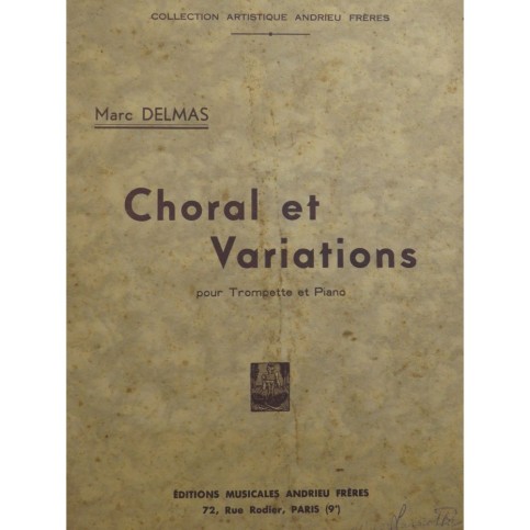 DELMAS Marc Choral et Variations Trompette Piano 1945