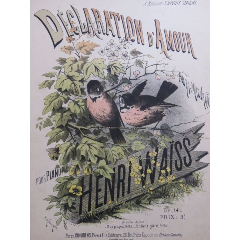 WAÏSS Henri Déclaration d'Amour Piano ca1885