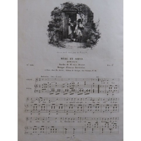BRUGUIÈRE Édouard Mère et Sœur Chant Piano ca1830