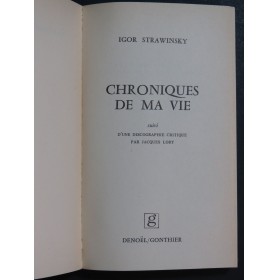 STRAWINSKY Igor Chroniques de ma Vie 1971