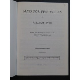 BYRD William Mass for Five Voices Chant Piano 1991