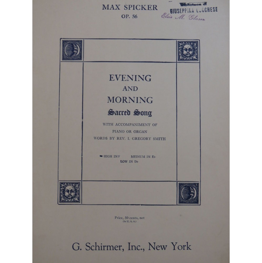 SPICKER Max Evening and Morning Chant Piano 1905