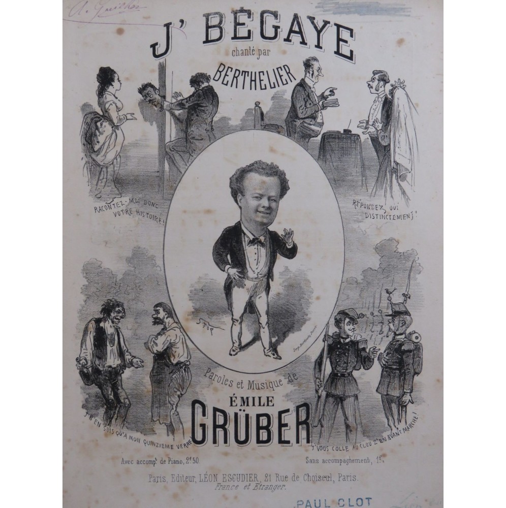 GRÜBER Émile J' Bégaye Chant Piano ca1870