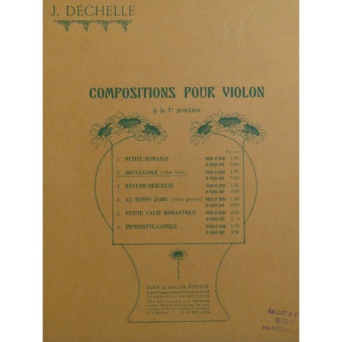 DÉCHELLE J. Souvenance Violon Piano ca1925