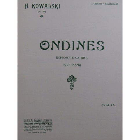 KOWALSKI Henri Ondines Piano ca1915