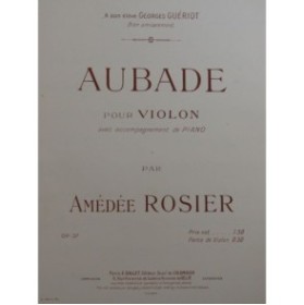 ROSIER Amédée Aubade Violon Piano ca1905