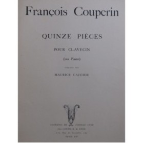 COUPERIN François Quinze Pièces pour Clavecin ou Piano