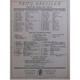 TARTINI KREISLER Variationen Thema von Corelli Violon Piano 1910
