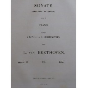 BEETHOVEN Sonate op 27 No 1 Piano 1863