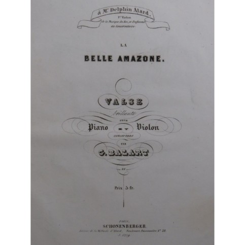 BALART G. La Belle Amazone Violon Piano ca1845