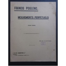 POULENC Francis Mouvements Perpétuels Piano 1919