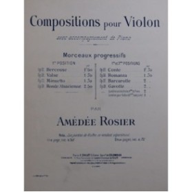 ROSIER Amédée Contemplation Violon Piano ca1910