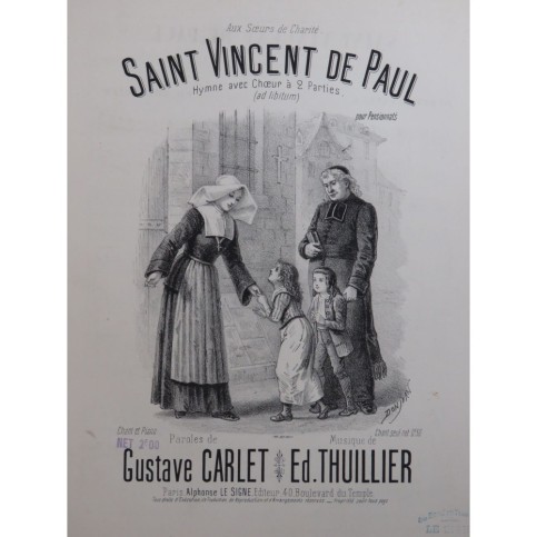 THUILLIER Edmond Saint Vincent de Paul Chant Piano ca1880