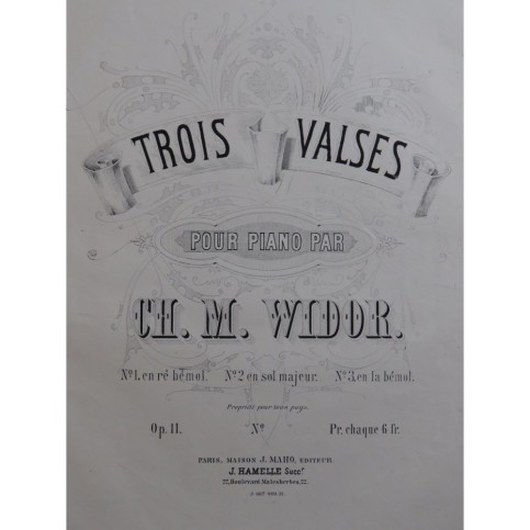 WIDOR Ch. M. Valse No 1 op 11 Piano ca1880