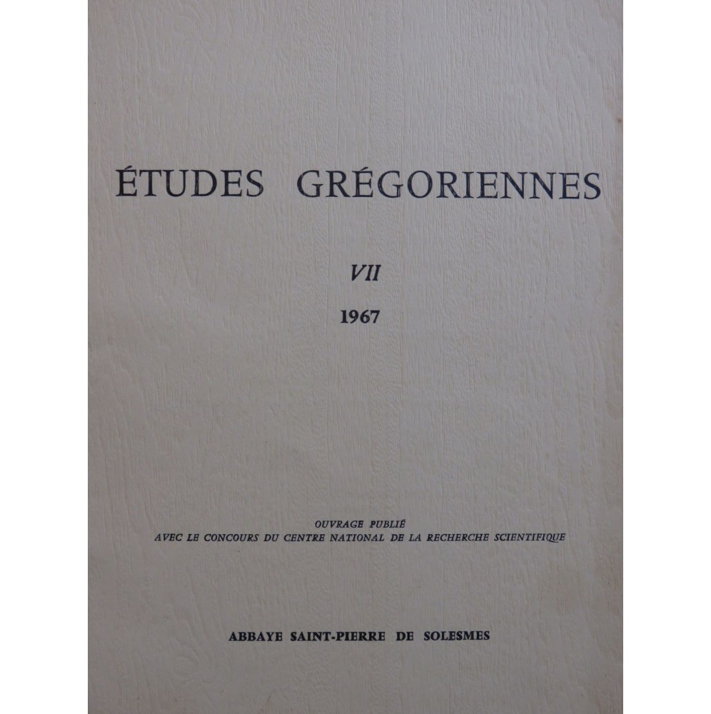 GAJARD Dom Joseph Études Grégoriennes VII 1967