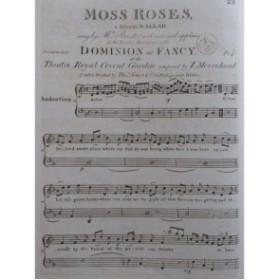 MOOREHEAD I. Moss Roses Ballad Chant Piano ca1840