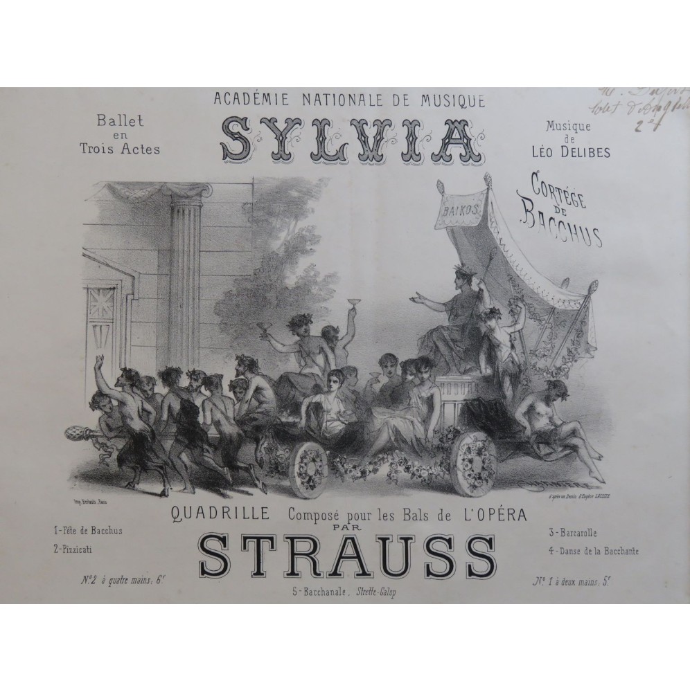 STRAUSS Sylvia Léo Delibes Quadrille Piano 1876