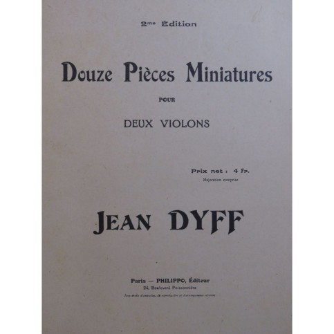 DYFF Jean Douze Pièces Miniatures pour 2 Violons 1920