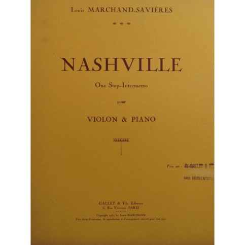 MARCHAND-SAVIÈRES Louis Nashville Violon Piano 1934