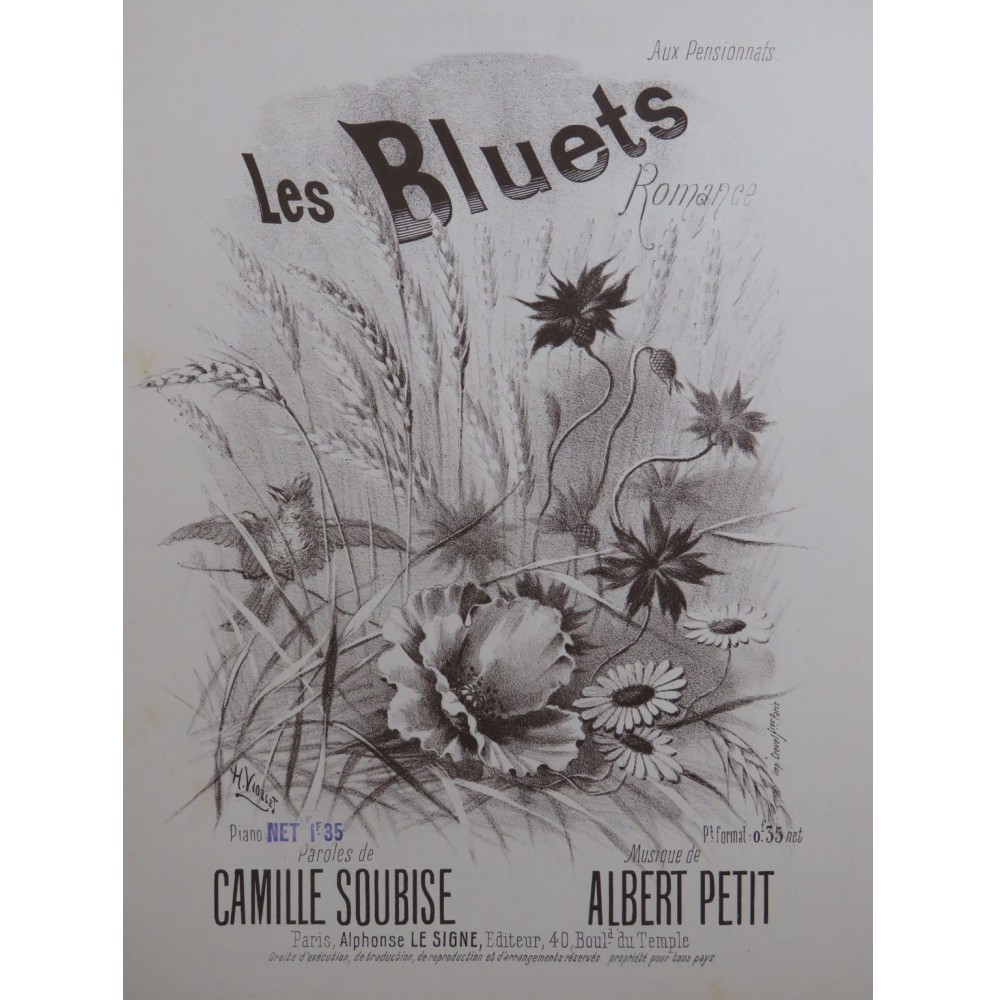 PETIT Albert Les Bluets Chant Piano ca1890