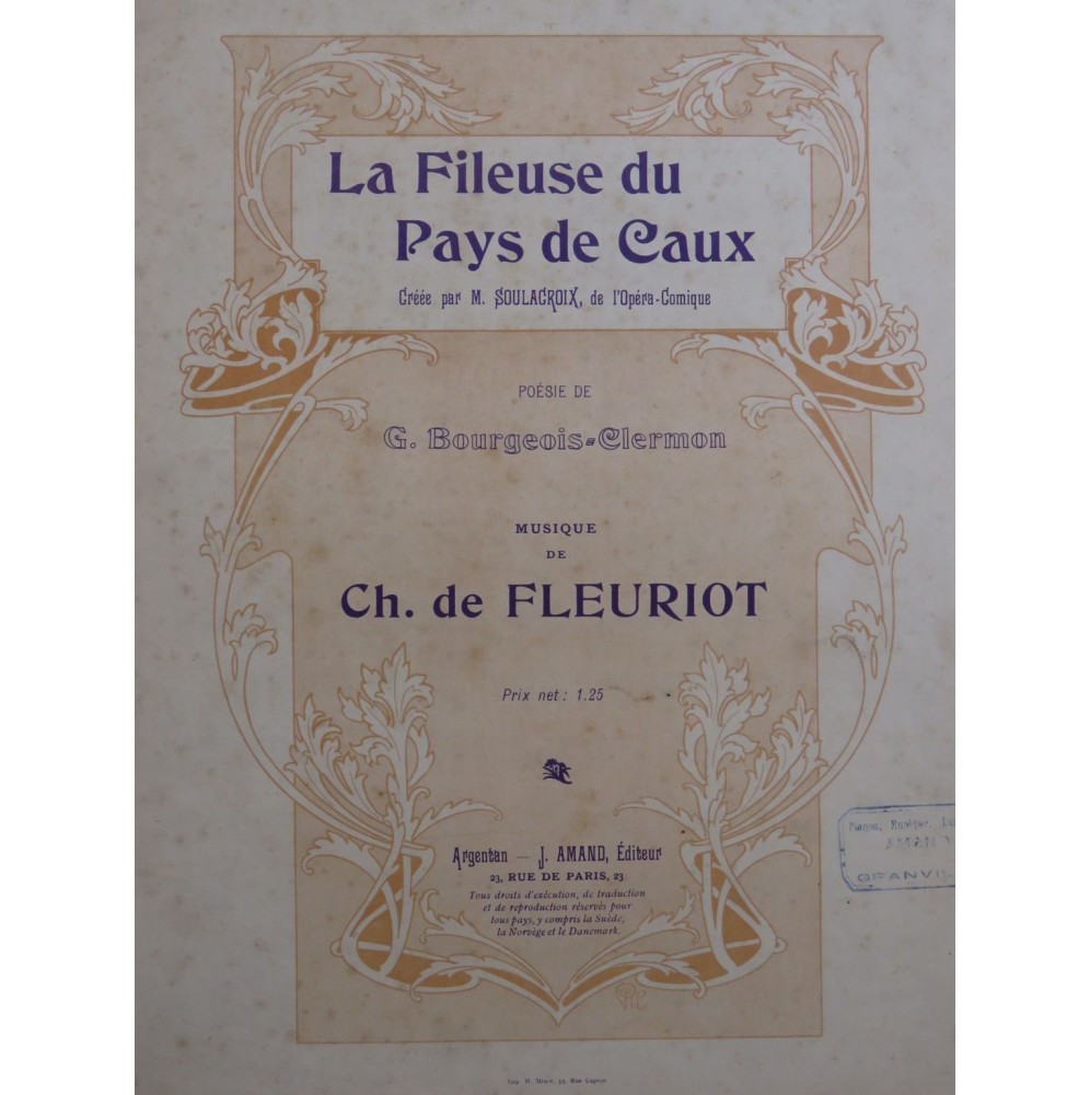 DE FLEURIOT Ch. La Fileuse du Pays de Caux Chant Piano