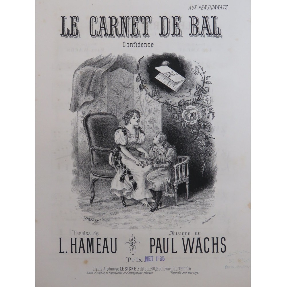 WACHS Paul Le Carnet de Bal Chant Piano ca1880