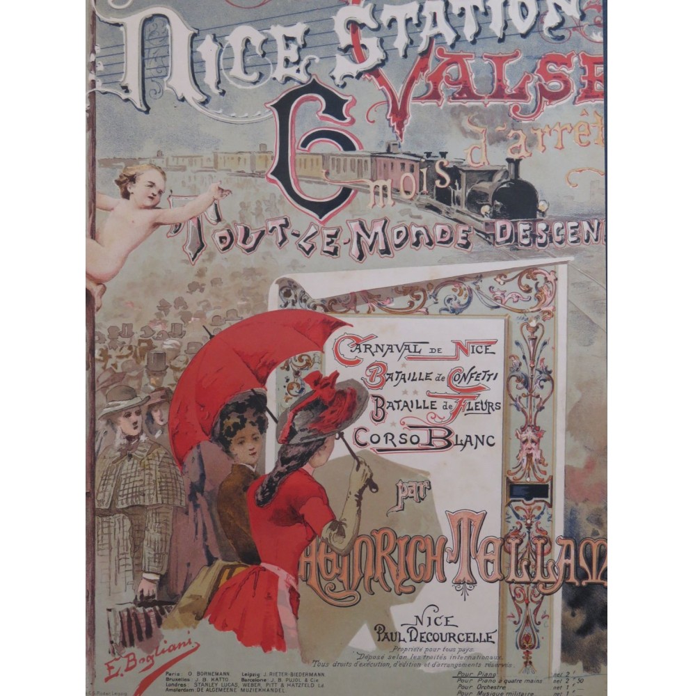 TELLAM Heinrich Nice-Station Valse Bogliani Piano ca1890