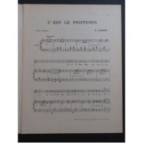 AUBERT Gaston C'est le Printemps Pousthomis Piano Chant 1909