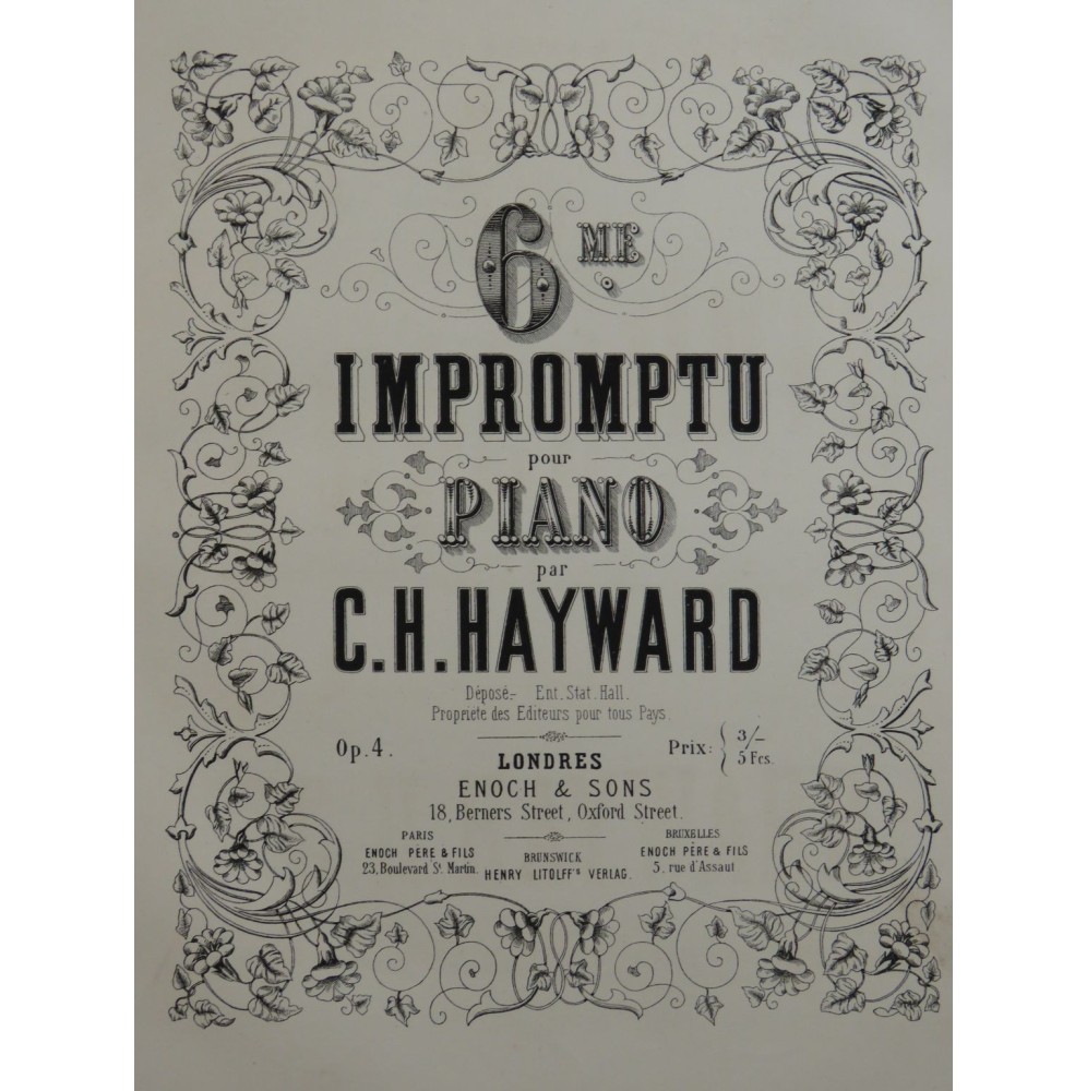 HAYWARD C. H. Impromptu No 6 Piano ca1880
