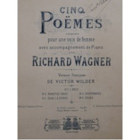 WAGNER Richard Cinq Poèmes Piano Chant ca1890