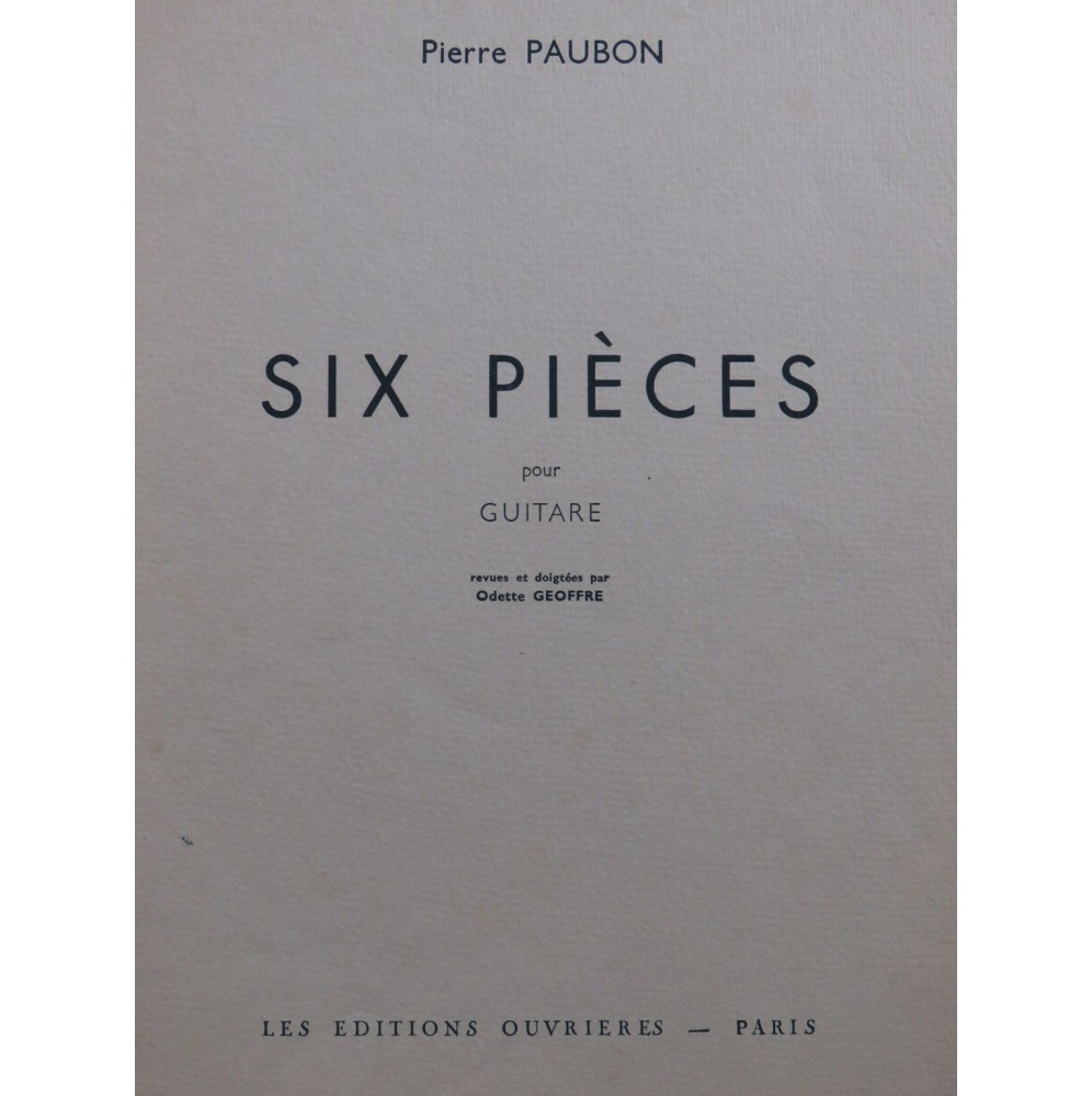 PAUBON Pierre Six Pièces Guitare 1964