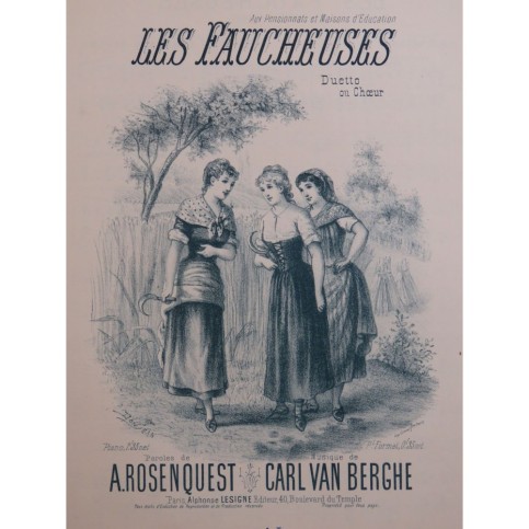 VAN BERGHE Carl Les Faucheuses Chant Piano ca1880
