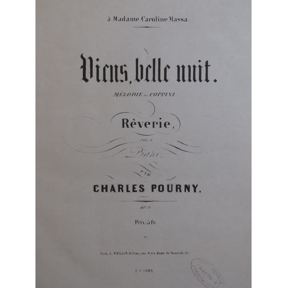 POURNY Charles Viens belle nuit Piano 1869