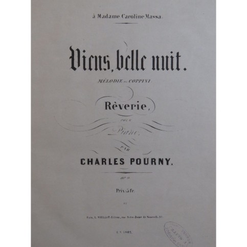 POURNY Charles Viens belle nuit Piano 1869