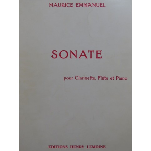 EMMANUEL Maurice Sonate Clarinette Flûte Piano