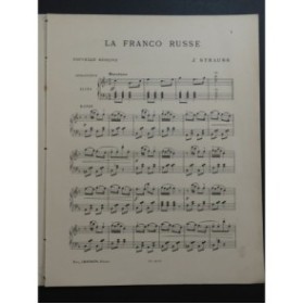 STRAUSS Johann La Franco Russe Nouvelle Berline Piano ca1902