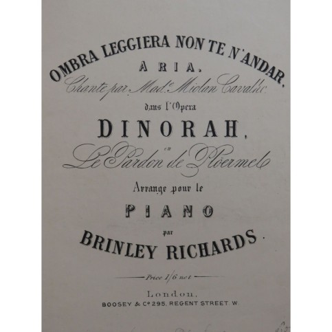 RICHARDS Brinley Air de l'Ombre Dinorah Piano XIXe